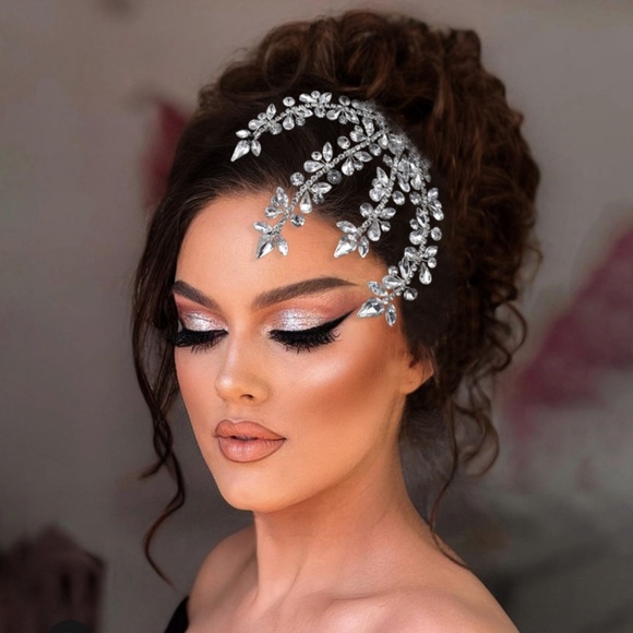 NEW Bride Bridal Sliver Hairpiece Large Headpiece sparkle crystal wedding gift main image 4